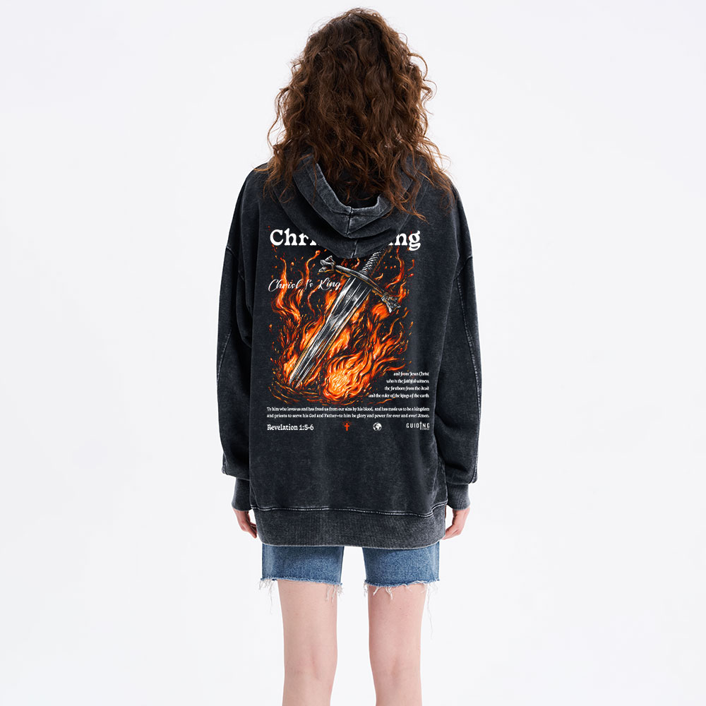 Christ Is King Christian Washed Hoodie 