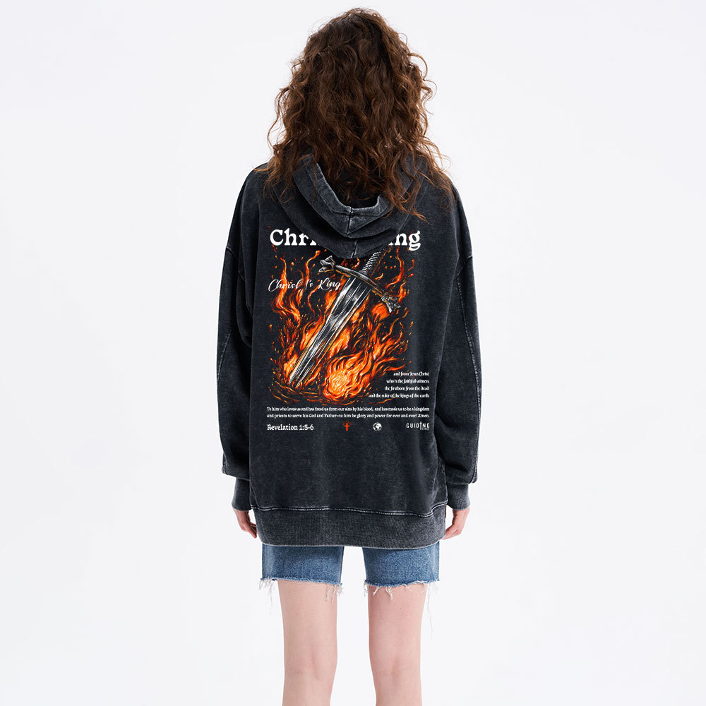 Christ Is King Christian Washed Hoodie 