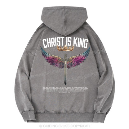 Christ Is King Christian  Washed Hoodie