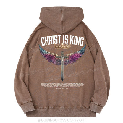 Christ Is King Christian  Washed Hoodie