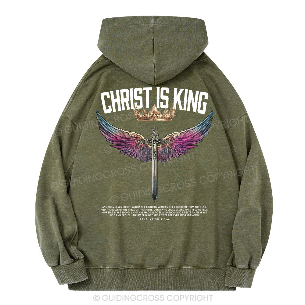 Christ Is King Christian  Washed Hoodie