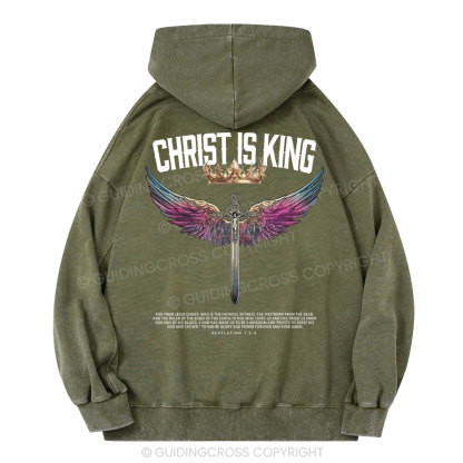 Christ Is King Christian  Washed Hoodie