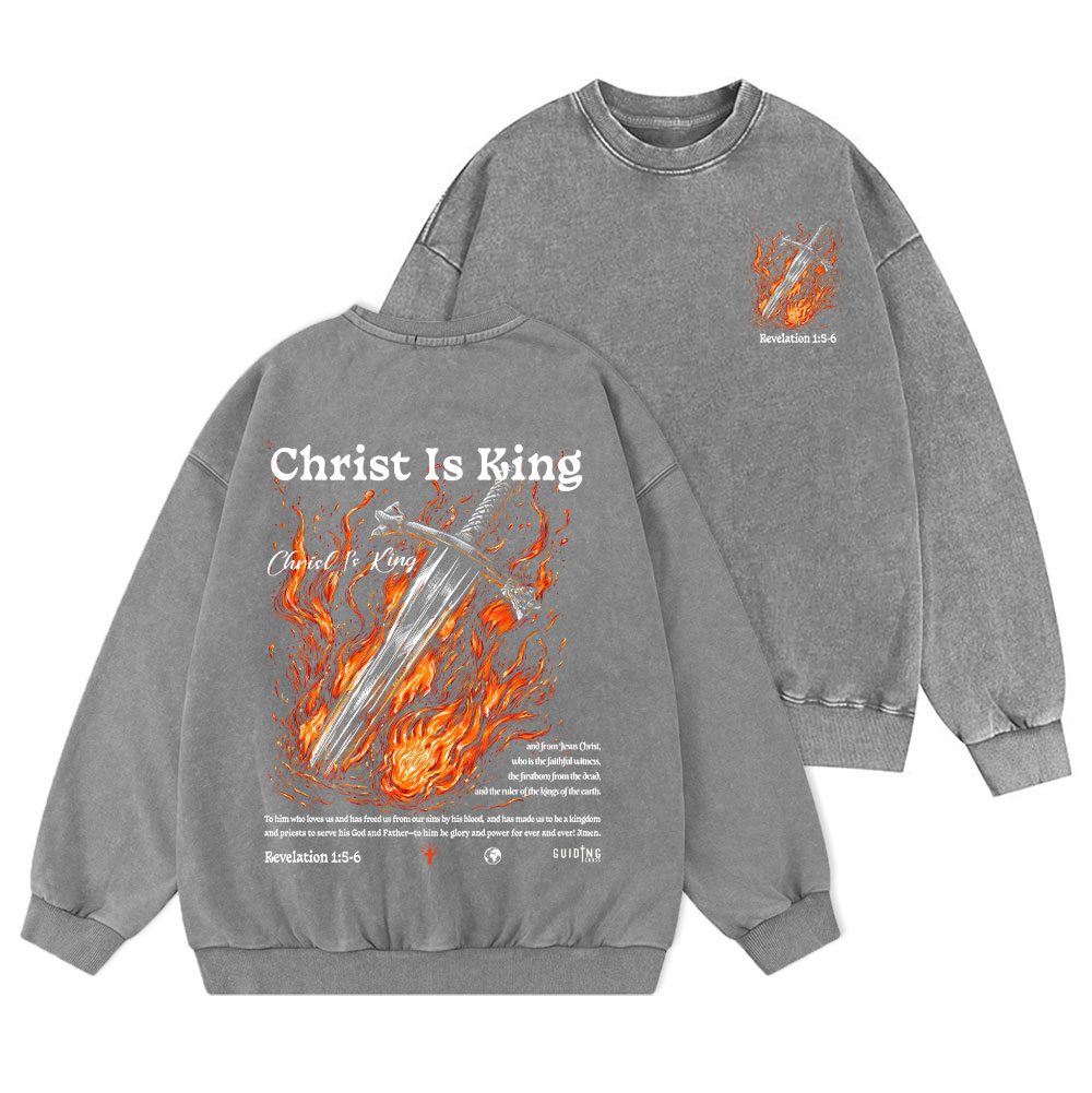 Christ Is King Christian Washed Sweatshirt