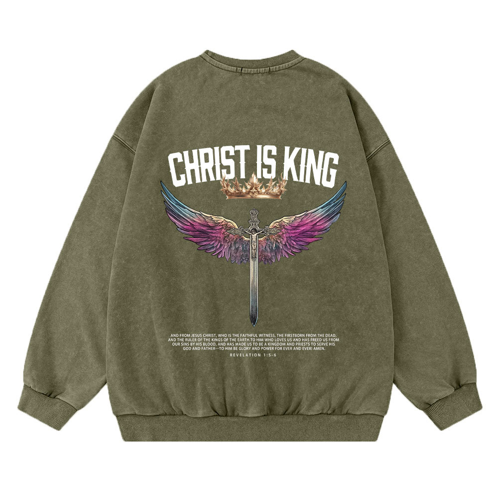 Christ Is King Christian Washed Sweatshirt