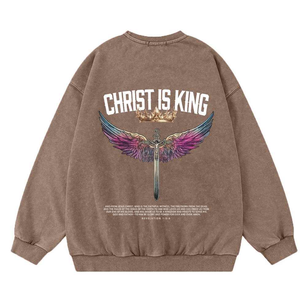 Christ Is King Christian Washed Sweatshirt