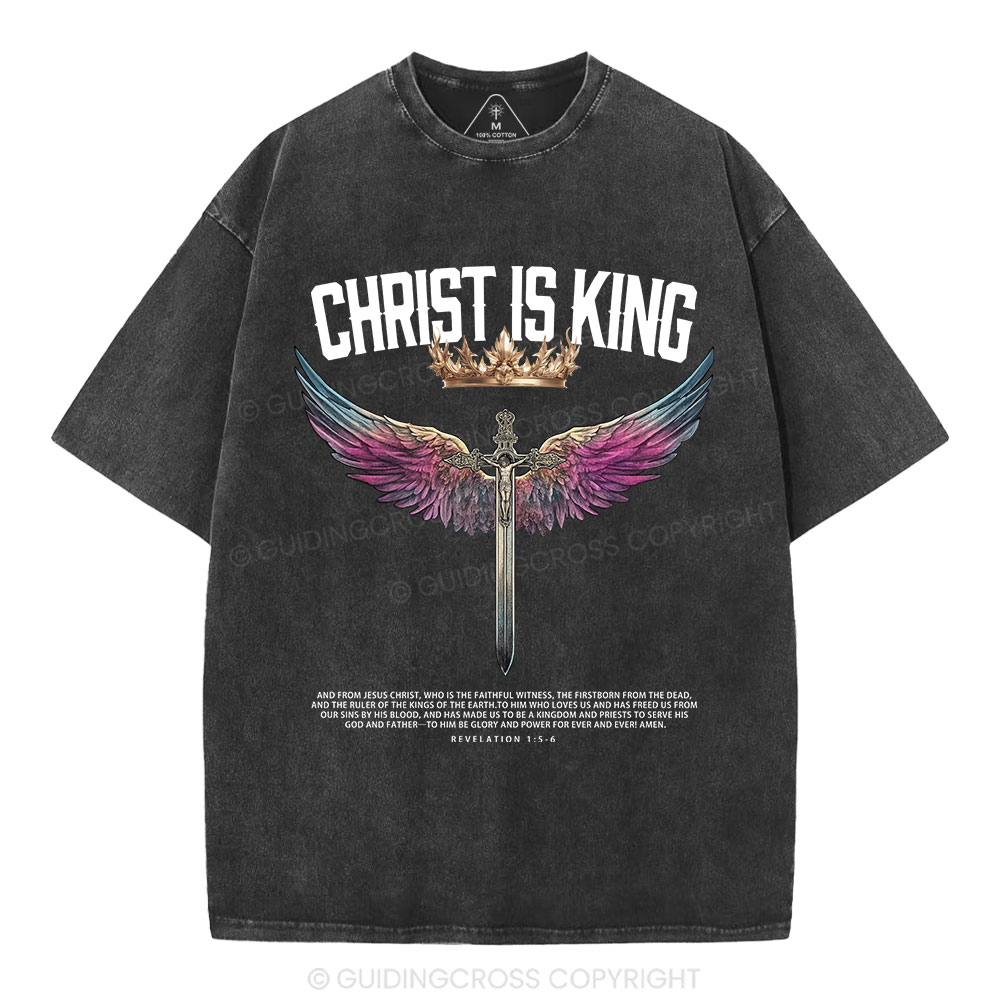 Christ Is King Christian Washed T-Shrit