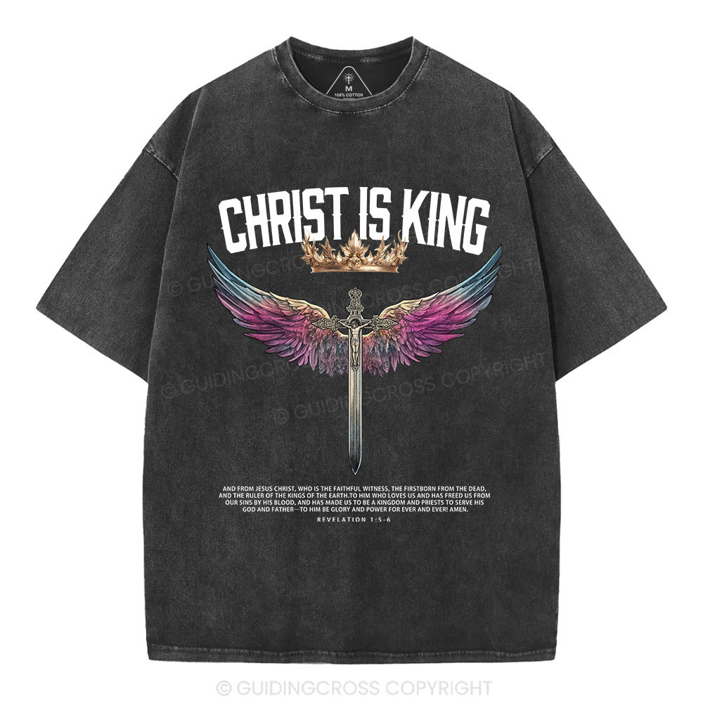 Christ Is King Christian Washed T-Shrit