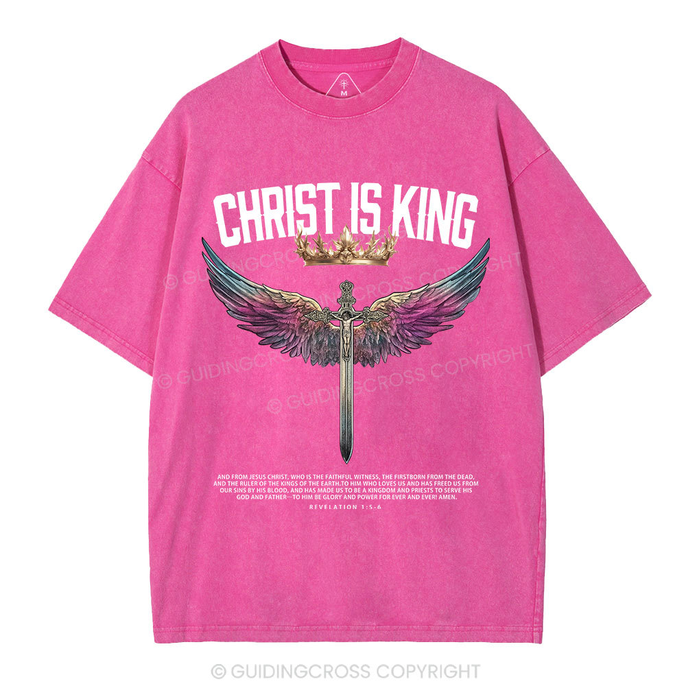 Christ Is King Christian Washed T-Shrit