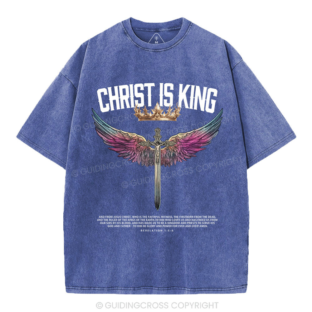 Christ Is King Christian Washed T-Shrit