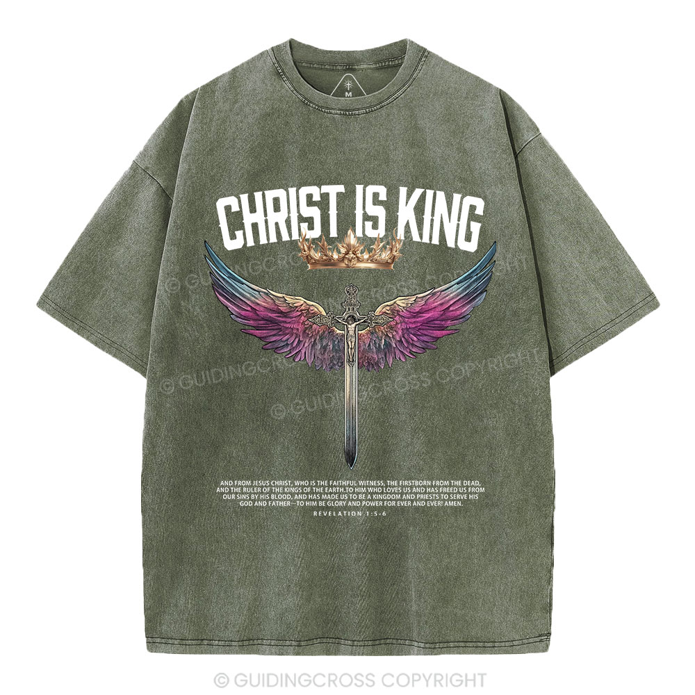 Christ Is King Christian Washed T-Shrit