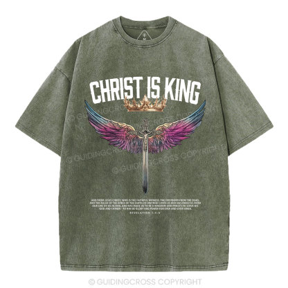 Christ Is King Christian Washed T-Shrit