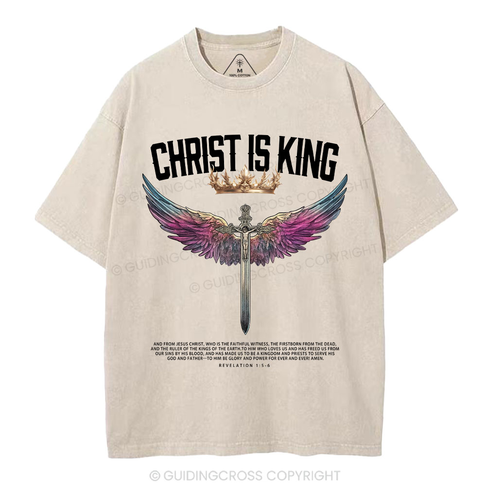 Christ Is King Christian Washed T-Shrit