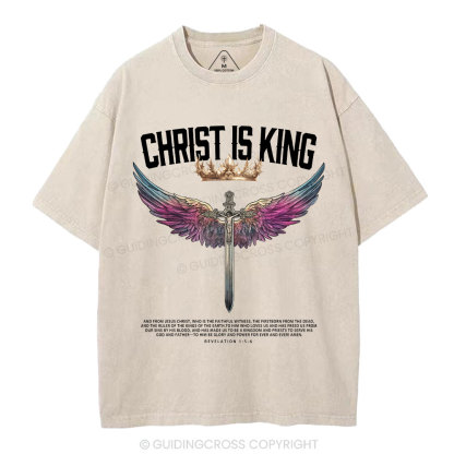 Christ Is King Christian Washed T-Shrit