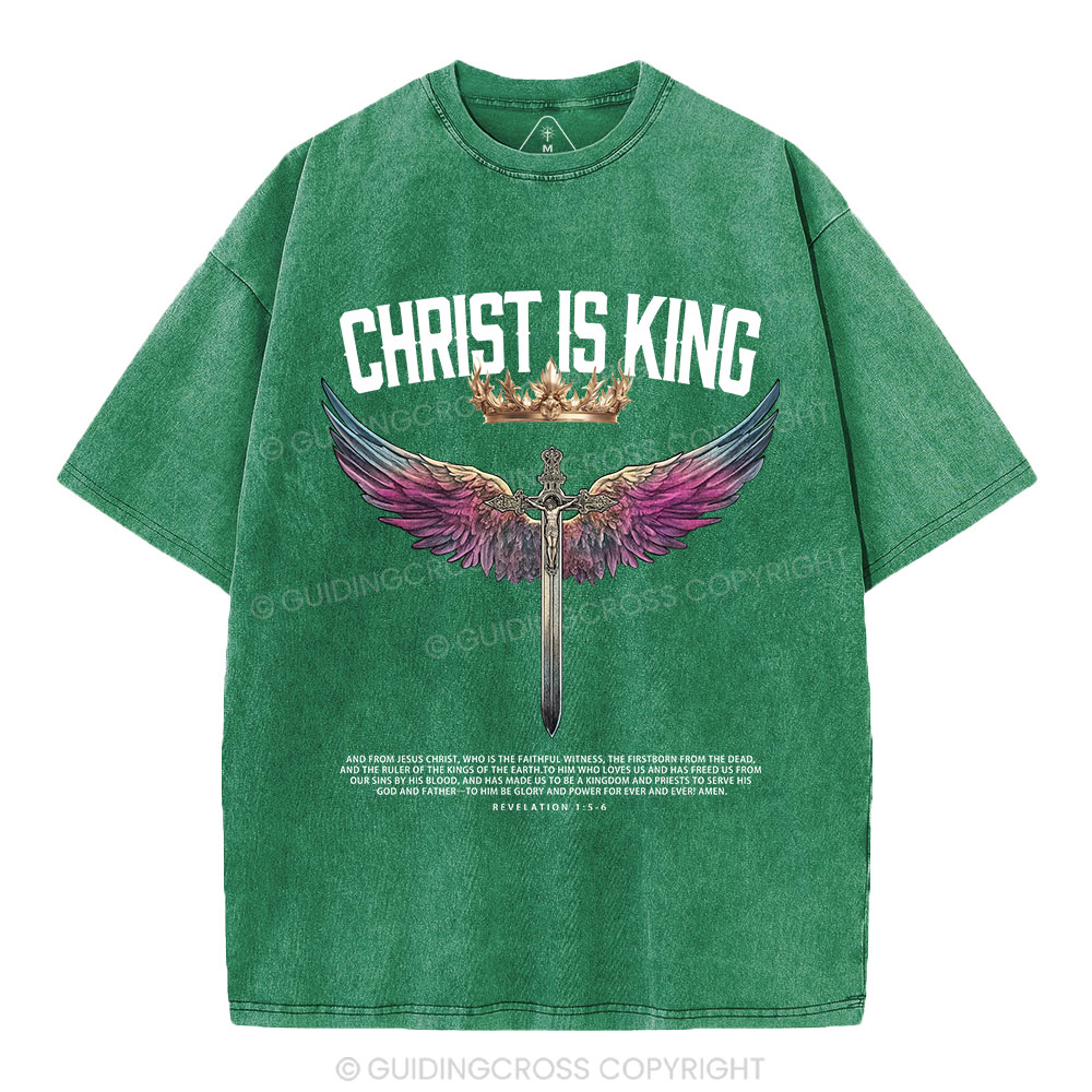 Christ Is King Christian Washed T-Shrit