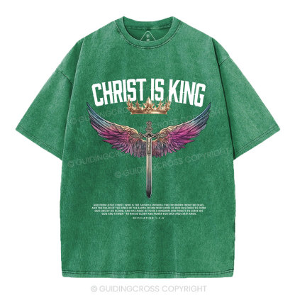 Christ Is King Christian Washed T-Shrit