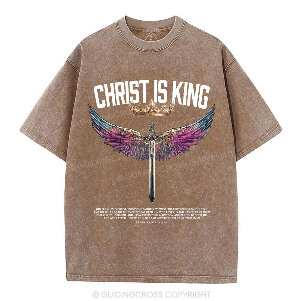 Christ Is King Christian Washed T-Shrit