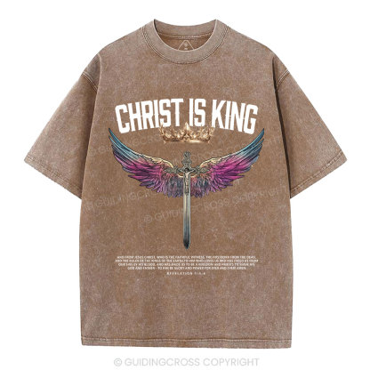 Christ Is King Christian Washed T-Shrit