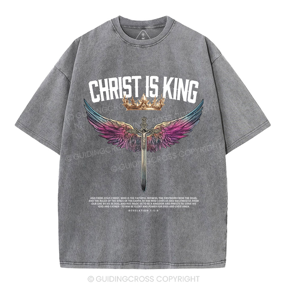 Christ Is King Christian Washed T-Shrit