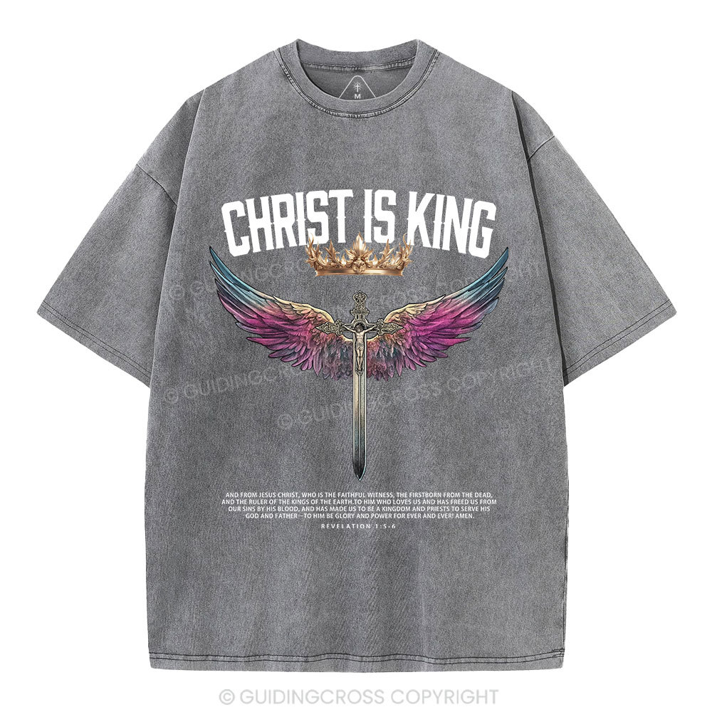 Christ Is King Christian Washed T-Shrit