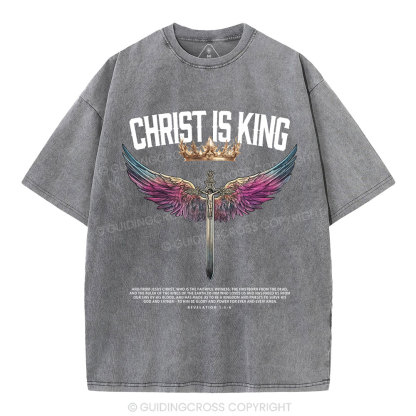 Christ Is King Christian Washed T-Shrit