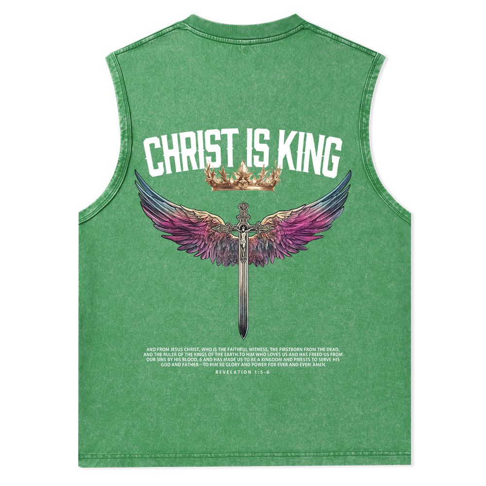 Christ Is King Christian Washed Tank Top