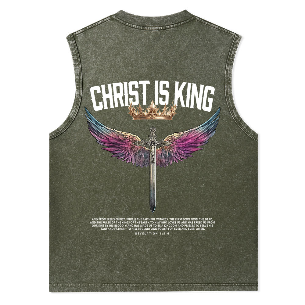 Christ Is King Christian Washed Tank Top
