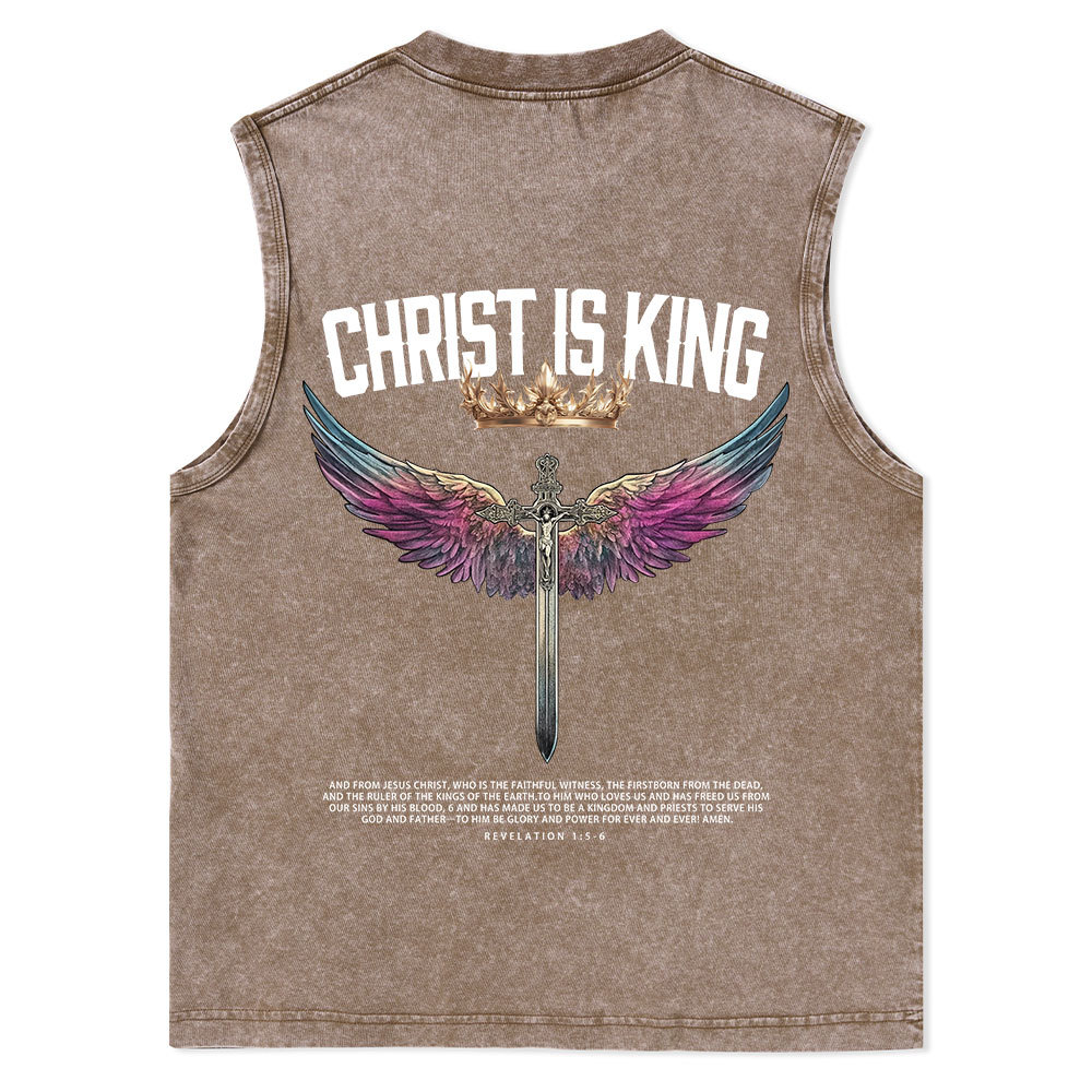 Christ Is King Christian Washed Tank Top