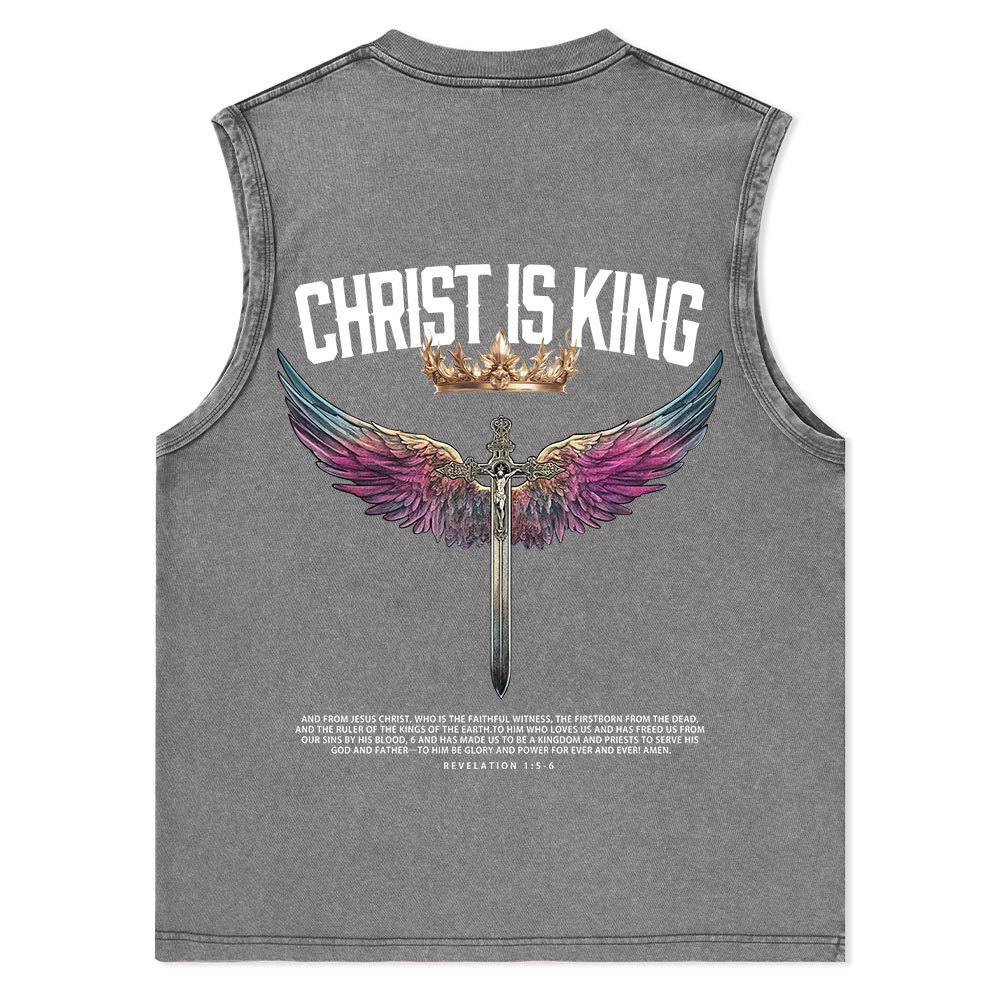 Christ Is King Christian Washed Tank Top