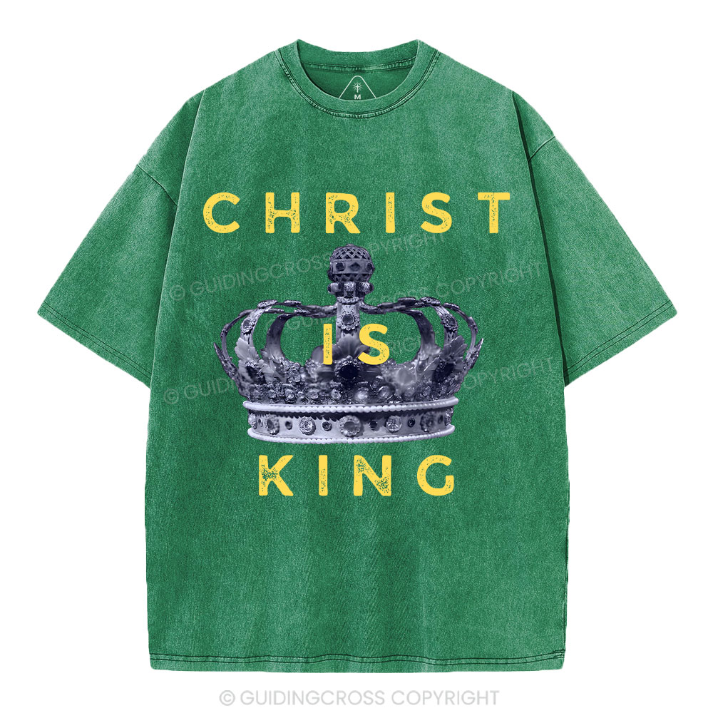 Christ Is King Crown Christian Washed T-Shirt Sale - GuidingCross