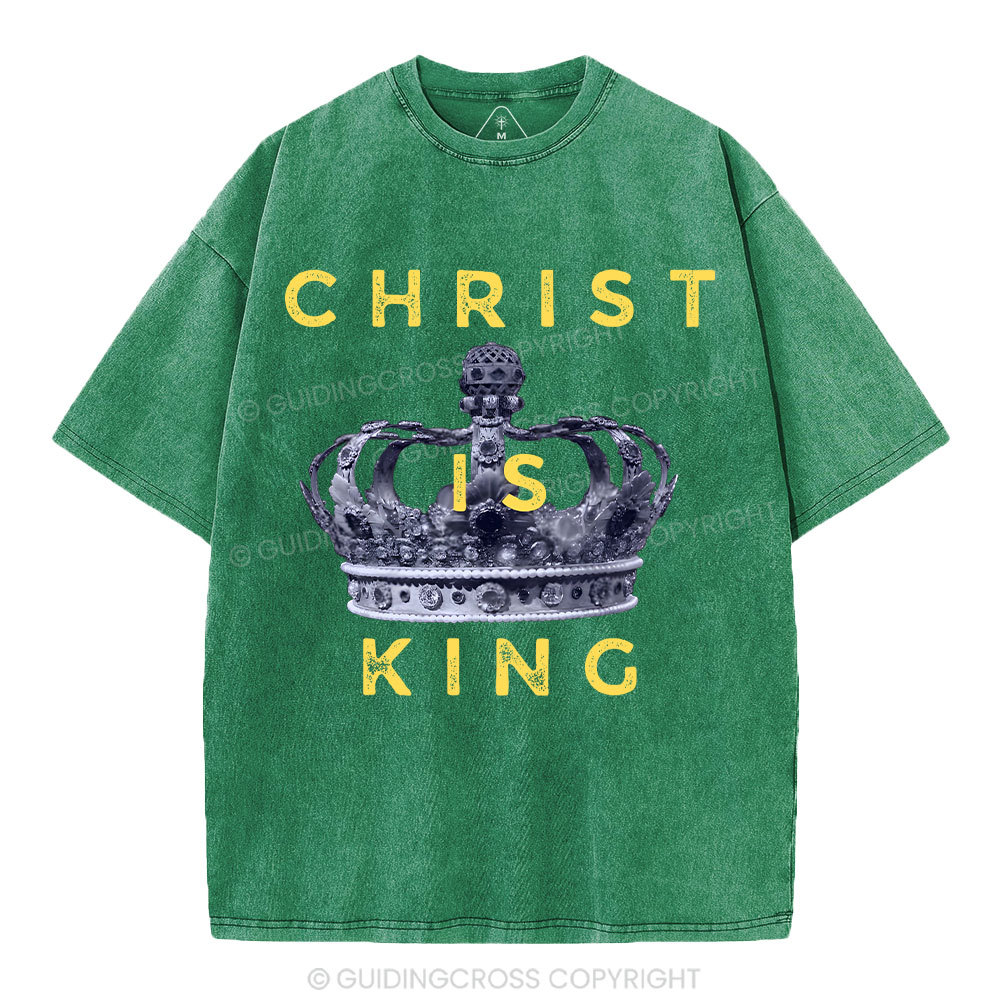 Christ Is King Crown Christian Washed T-Shirt Sale - GuidingCross