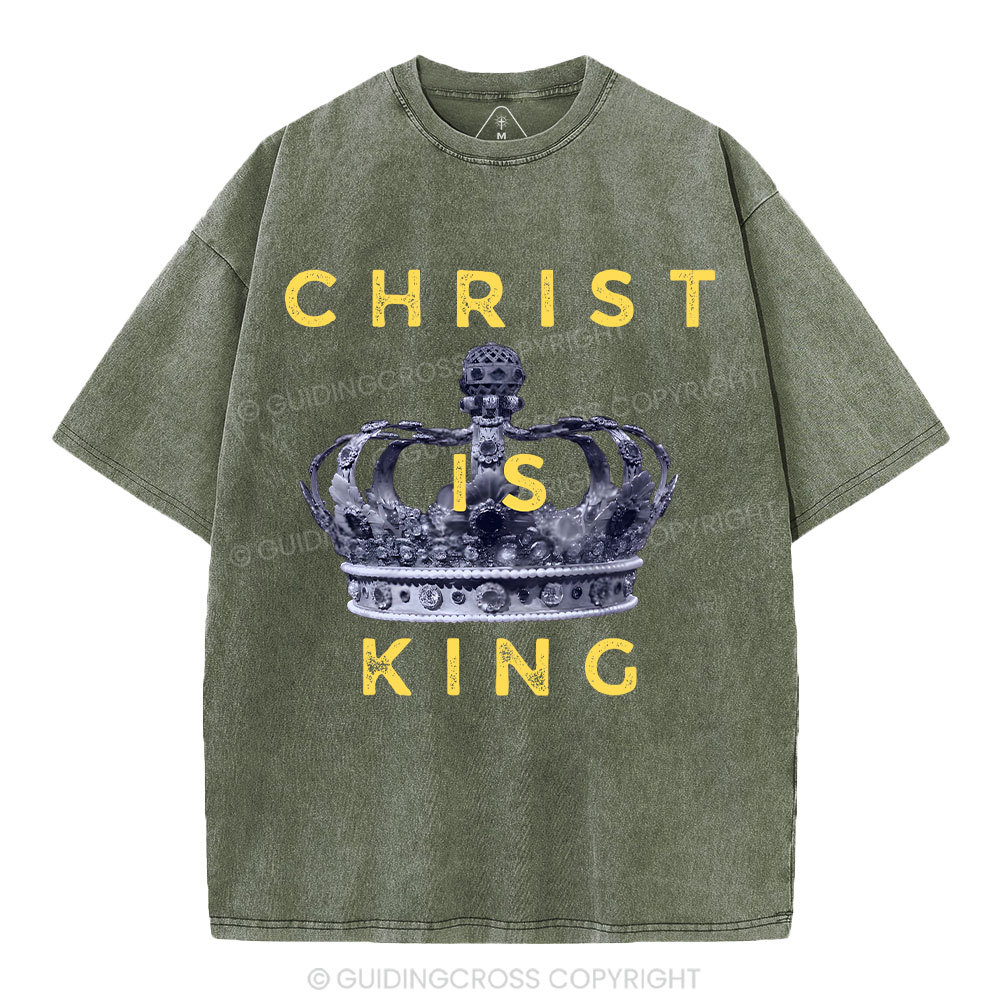 Christ Is King Crown Christian Washed T-Shirt