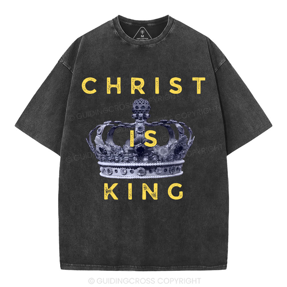 Christ Is King Crown Christian Washed T-Shirt