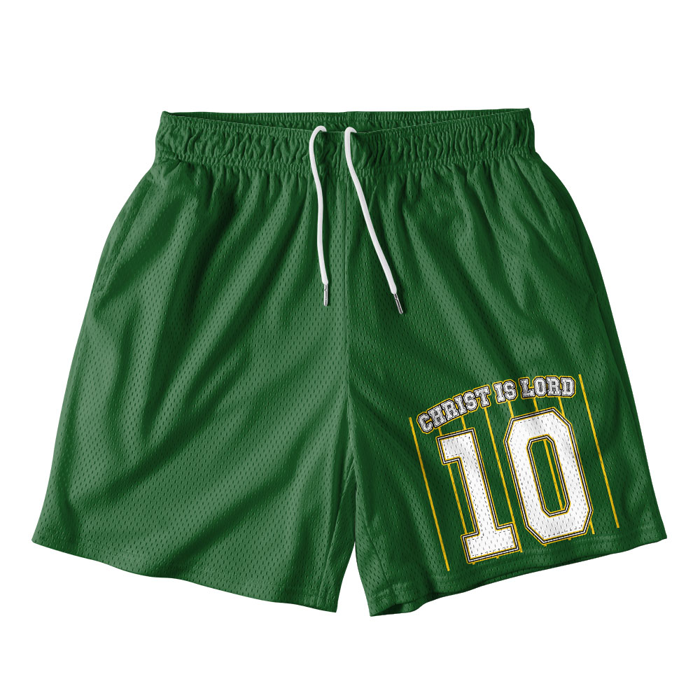 Christ Is Lord Christian Green Mesh Shorts