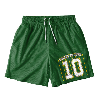 Christ Is Lord Christian Green Mesh Shorts