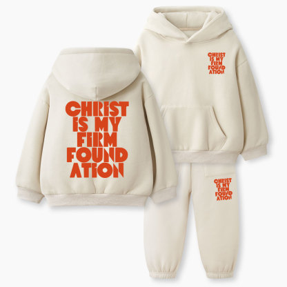 Christ Is My Firm Foundation Christian Kid Fleece Hoodie Set