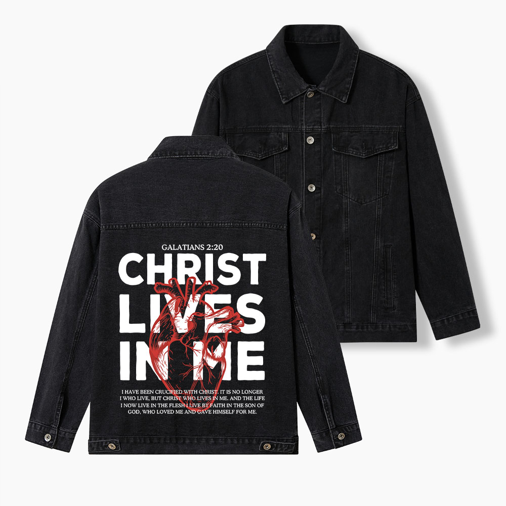 Christ Lives In Me Christian Denim Jacket