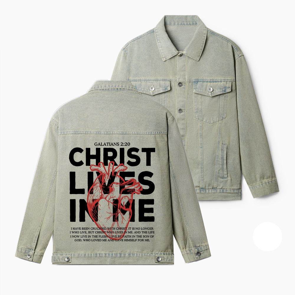 Christ Lives In Me Christian Denim Jacket