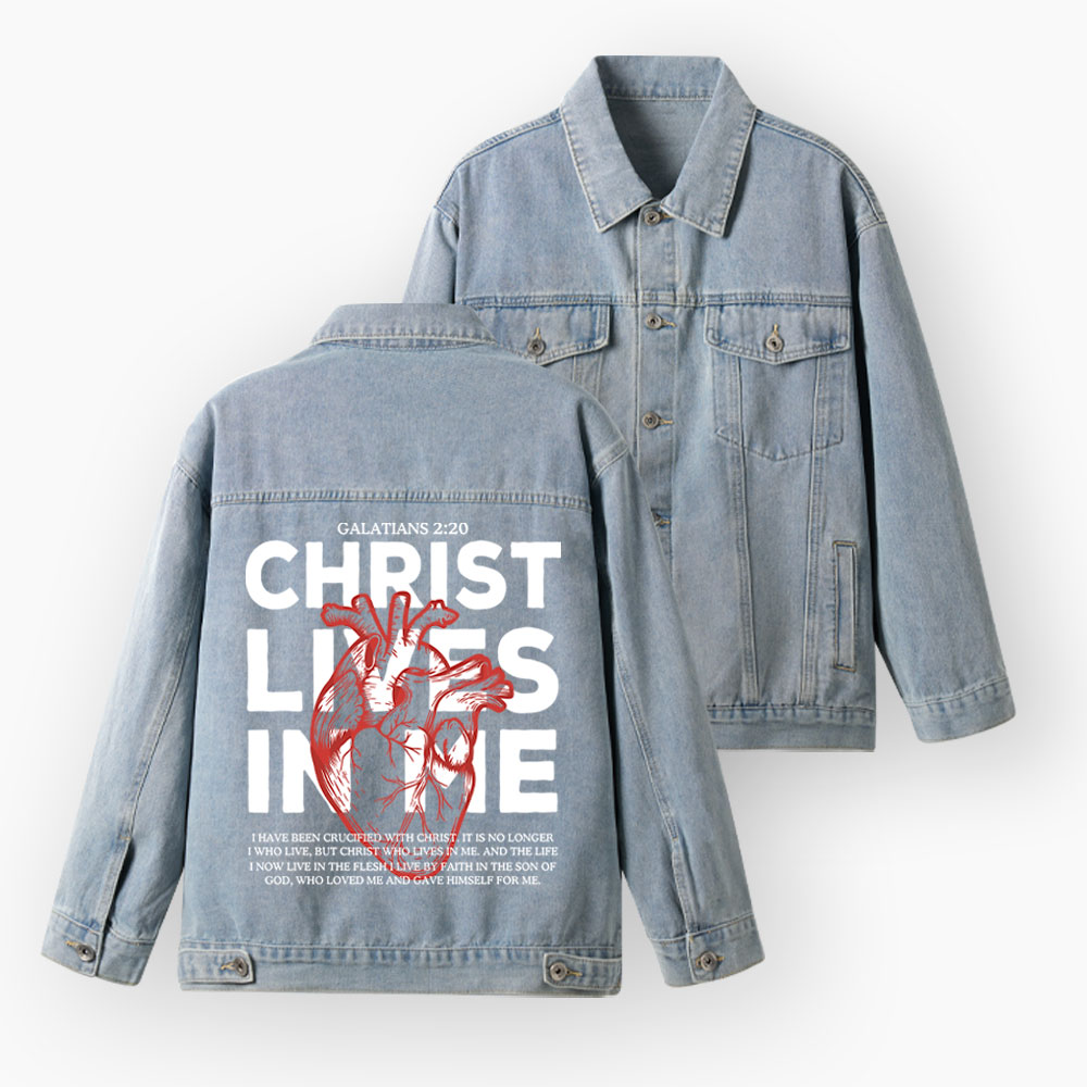 Christ Lives In Me Christian Denim Jacket