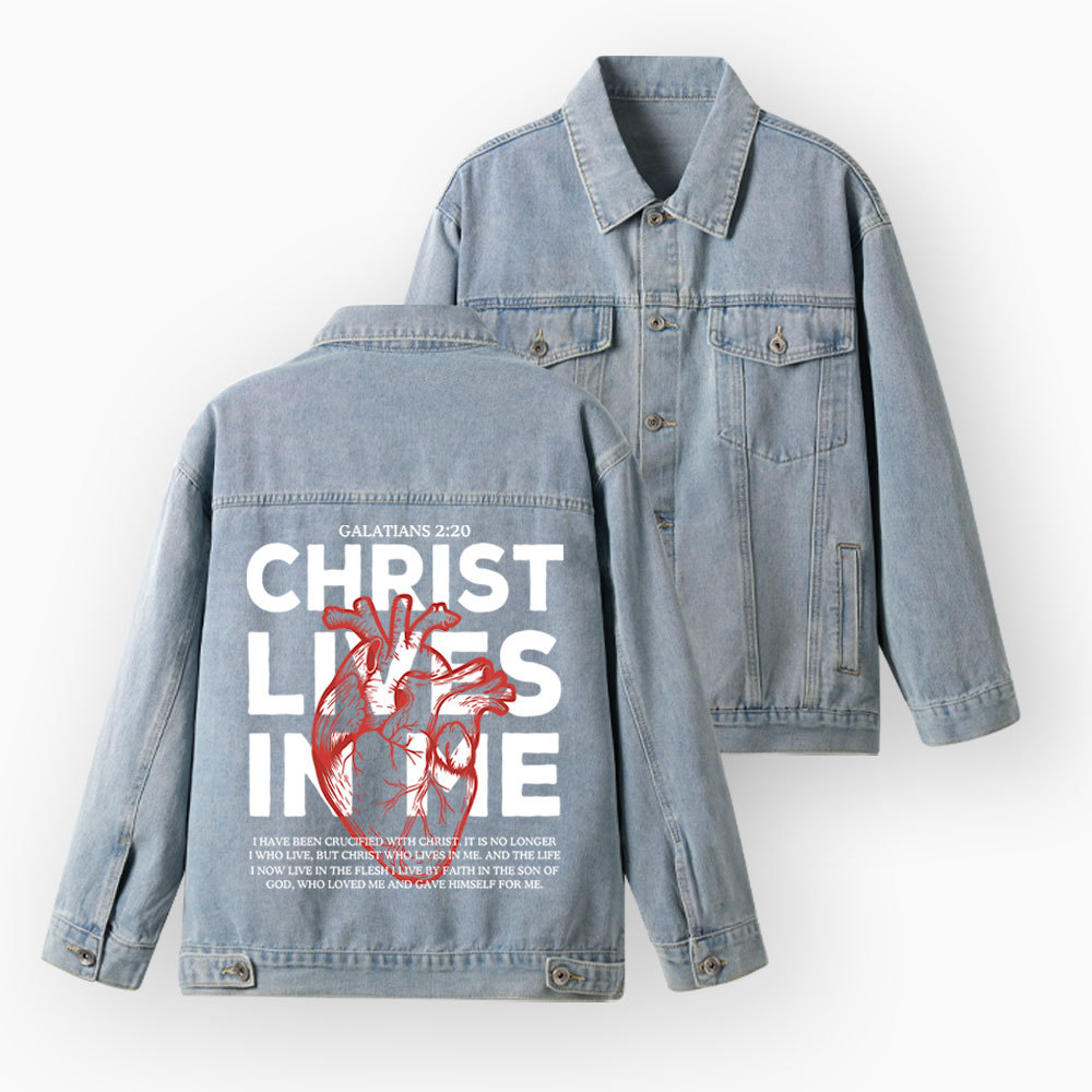 Christ Lives In Me Christian Denim Jacket