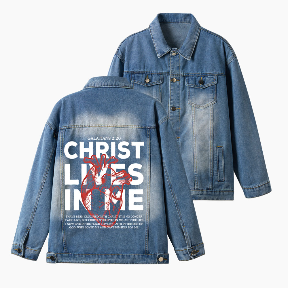 Christ Lives In Me Christian Denim Jacket