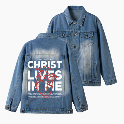 Christ Lives In Me Christian Denim Jacket