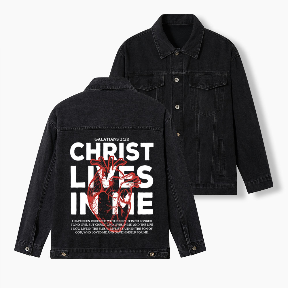 Christ Lives In Me Christian Denim Jacket