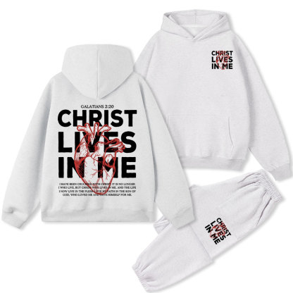 Christ Lives In Me Christian Fleece Hoodie Set