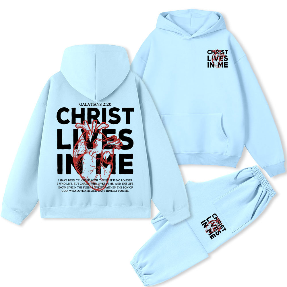 Christ Lives In Me Christian Fleece Hoodie Set