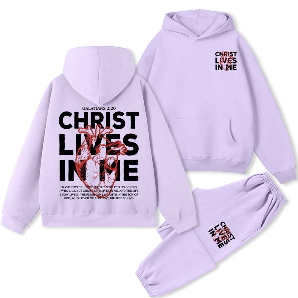 Christ Lives In Me Christian Fleece Hoodie Set