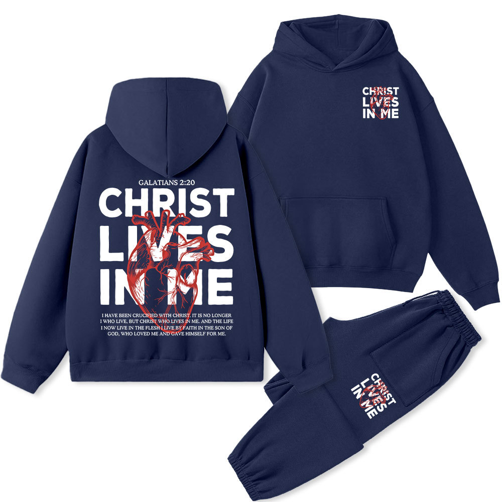 Christ Lives In Me Christian Fleece Hoodie Set