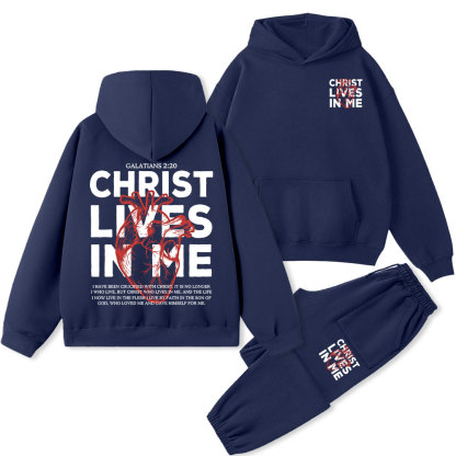 Christ Lives In Me Christian Fleece Hoodie Set