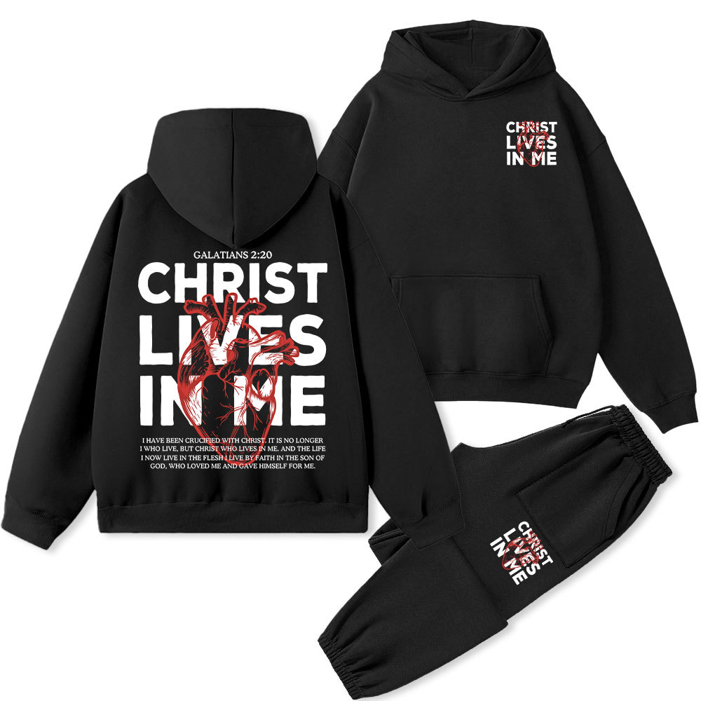 Christ Lives In Me Christian Fleece Hoodie Set