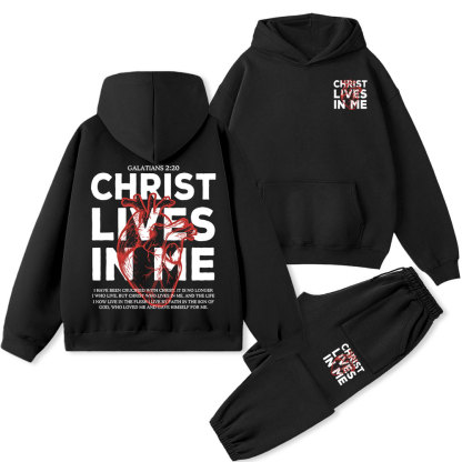 Christ Lives In Me Christian Fleece Hoodie Set