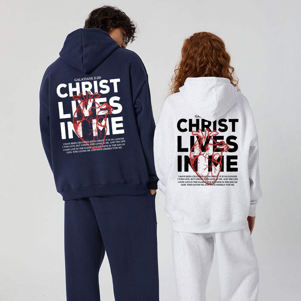 Christ Lives In Me Christian Fleece Hoodie Set